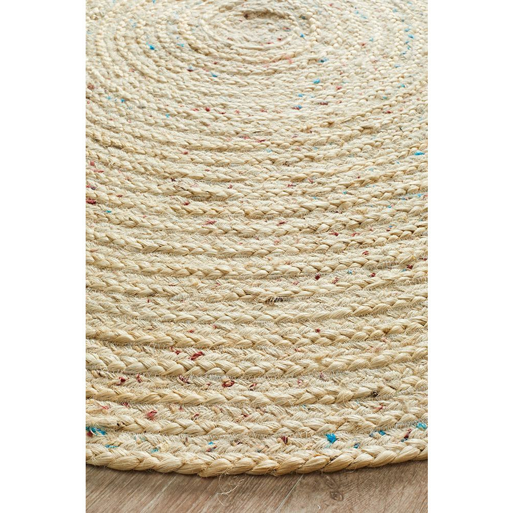 Onega Hand Woven Natural Jute Polyester Bleached Round Rug - Rugs Of Beauty - 3