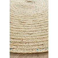 Onega Hand Woven Natural Jute Polyester Bleached Round Rug - Rugs Of Beauty - 3