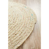 Onega Hand Woven Natural Jute Polyester Bleached Round Rug - Rugs Of Beauty - 4