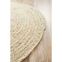 Onega Hand Woven Natural Jute Polyester Bleached Round Rug - Rugs Of Beauty - 4