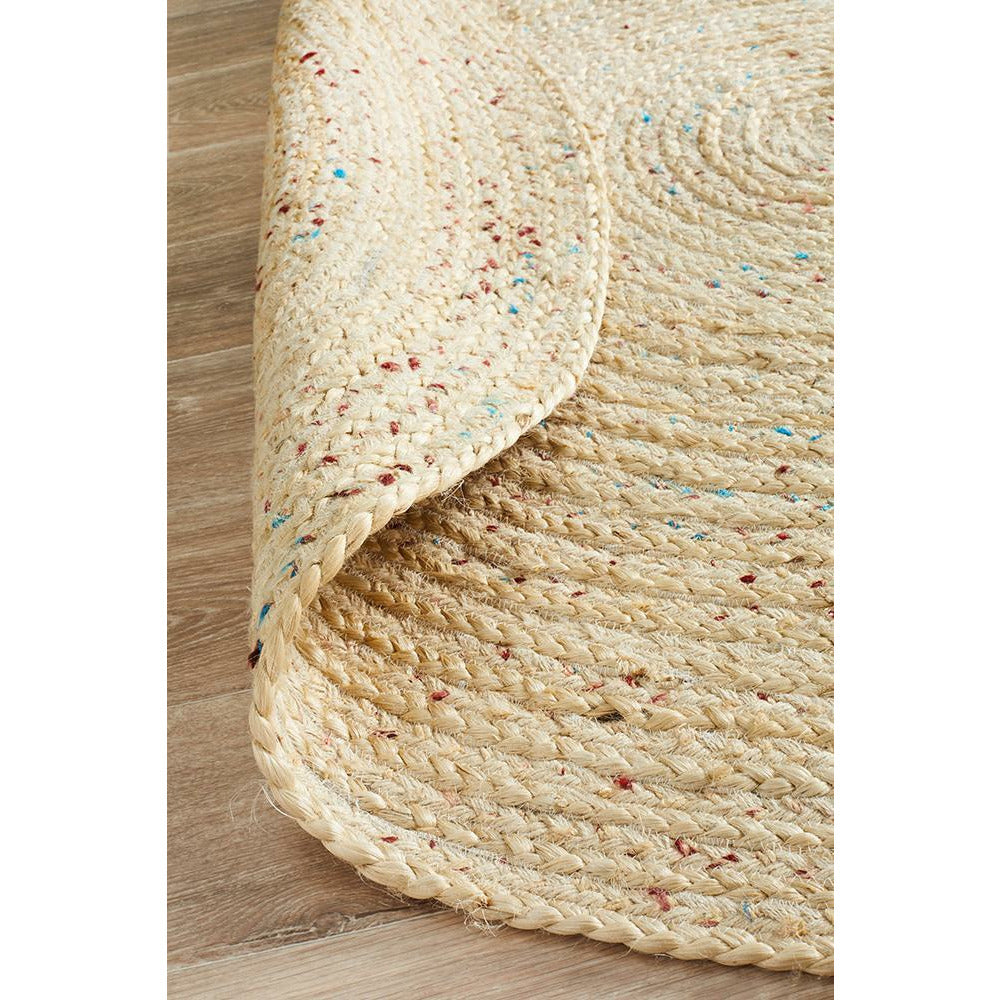 Onega Hand Woven Natural Jute Polyester Bleached Round Rug - Rugs Of Beauty - 6