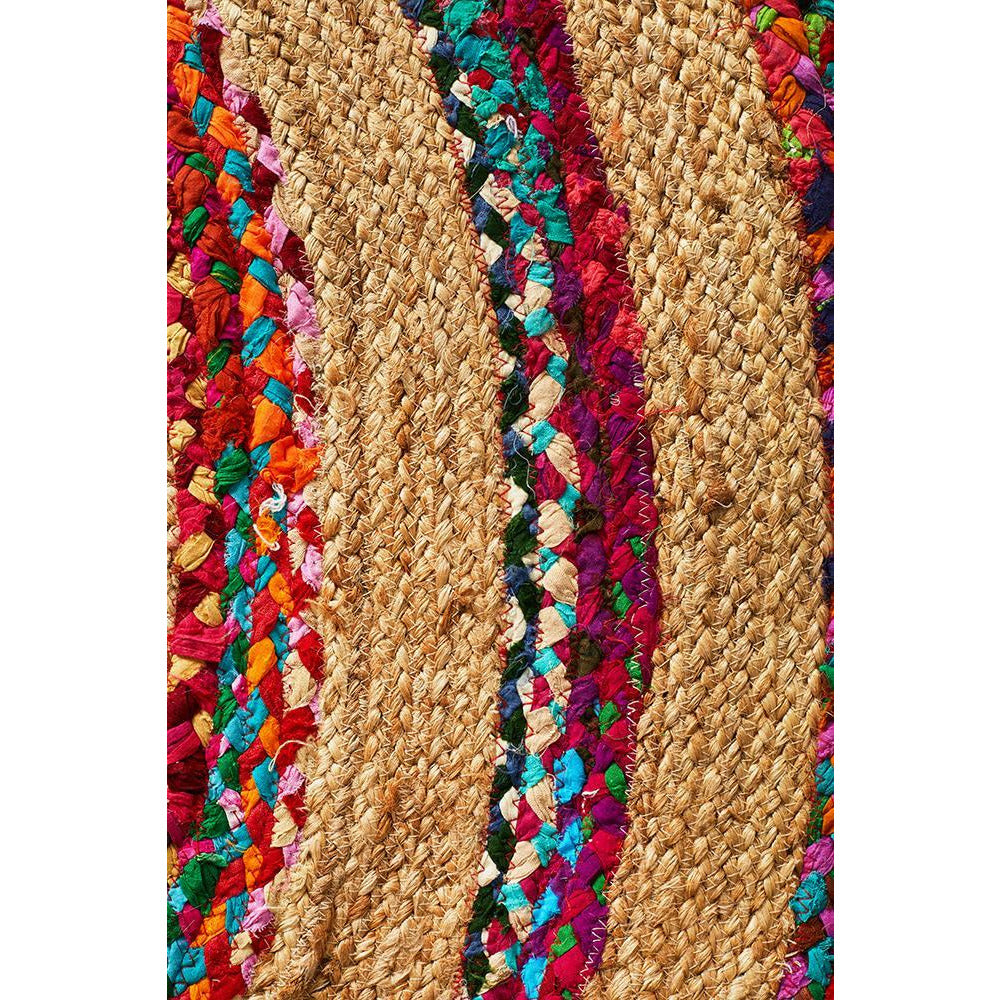 Onega Hand Woven Multi Colour Natural Jute Cotton Round Rug - Rugs Of Beauty - 5