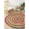 Onega Hand Woven Multi Colour Natural Jute Cotton Round Rug - Rugs Of Beauty - 2
