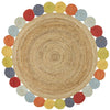 Onega Hand Woven Multi Coloured / Natural Jute Round Rug - Rugs Of Beauty - 1