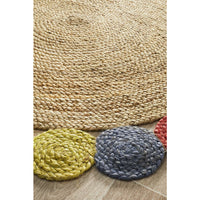Onega Hand Woven Multi Coloured / Natural Jute Round Rug - Rugs Of Beauty - 3