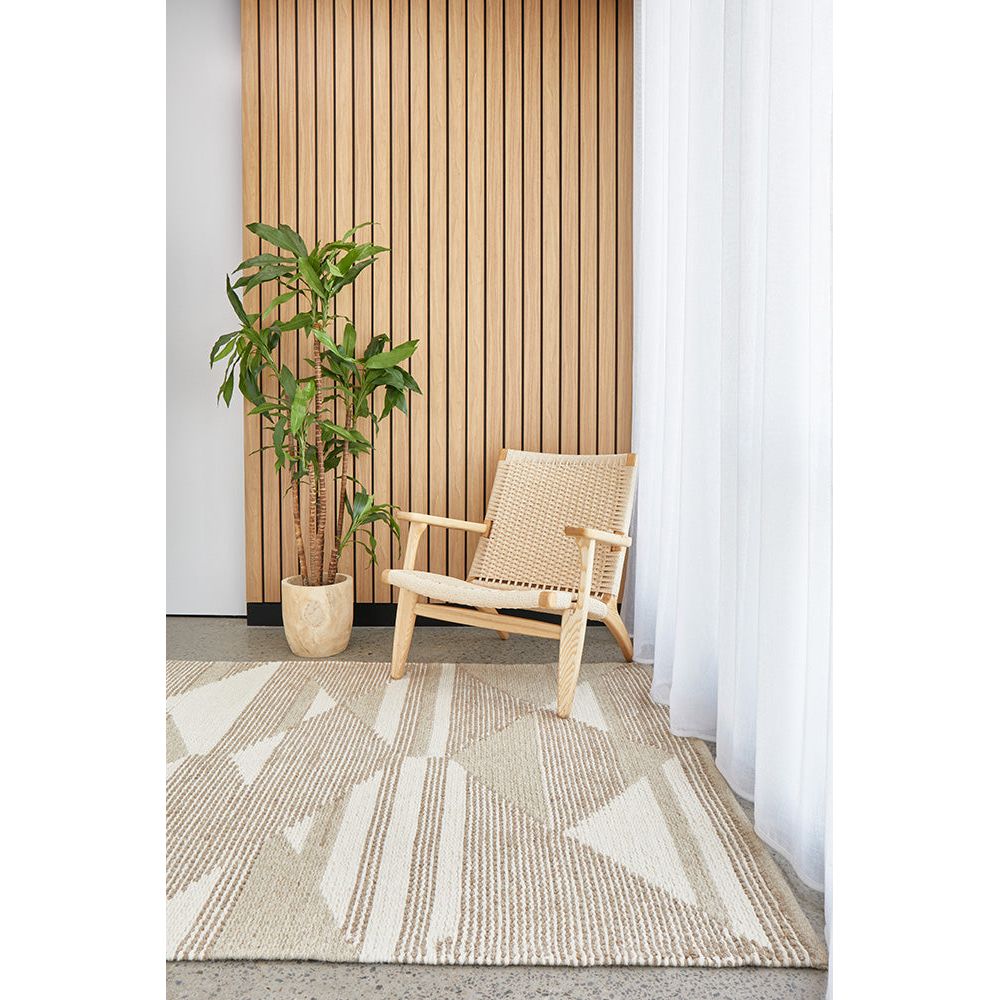 Cleveland 1508 Natural Geometric Patterned Wool Cotton Rug - Rugs Of Beauty - 2