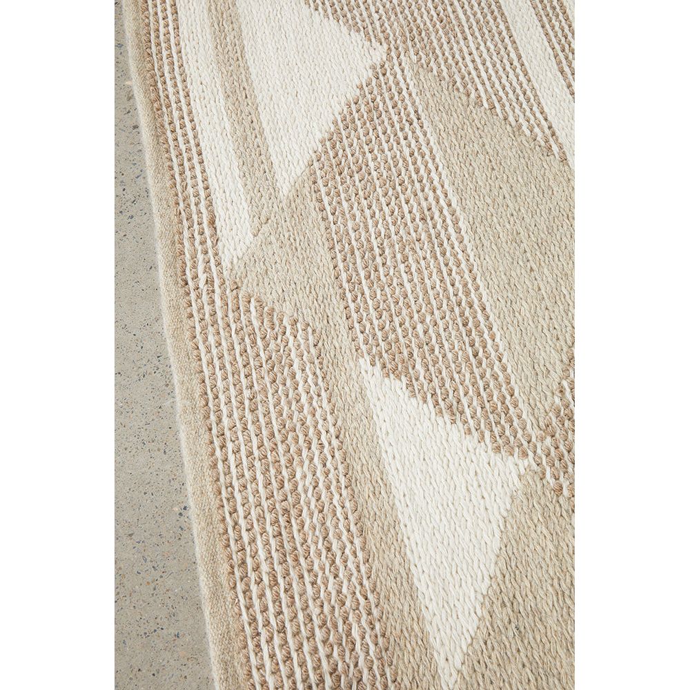Cleveland 1508 Natural Geometric Patterned Wool Cotton Rug - Rugs Of Beauty - 3
