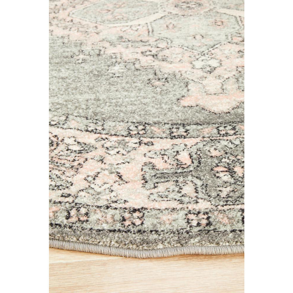 Vedi 2673 Grey Rose Transitional Round Rug - Rugs Of Beauty - 8