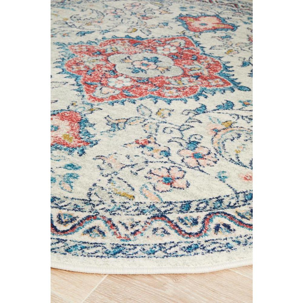 Vedi 2675 Rose Blue Beige Transitional Round Rug - Rugs Of Beauty - 7