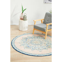 Vedi 2676 Pastel Rose Blue Multi Colour Transitional Round Rug - Rugs Of Beauty - 2