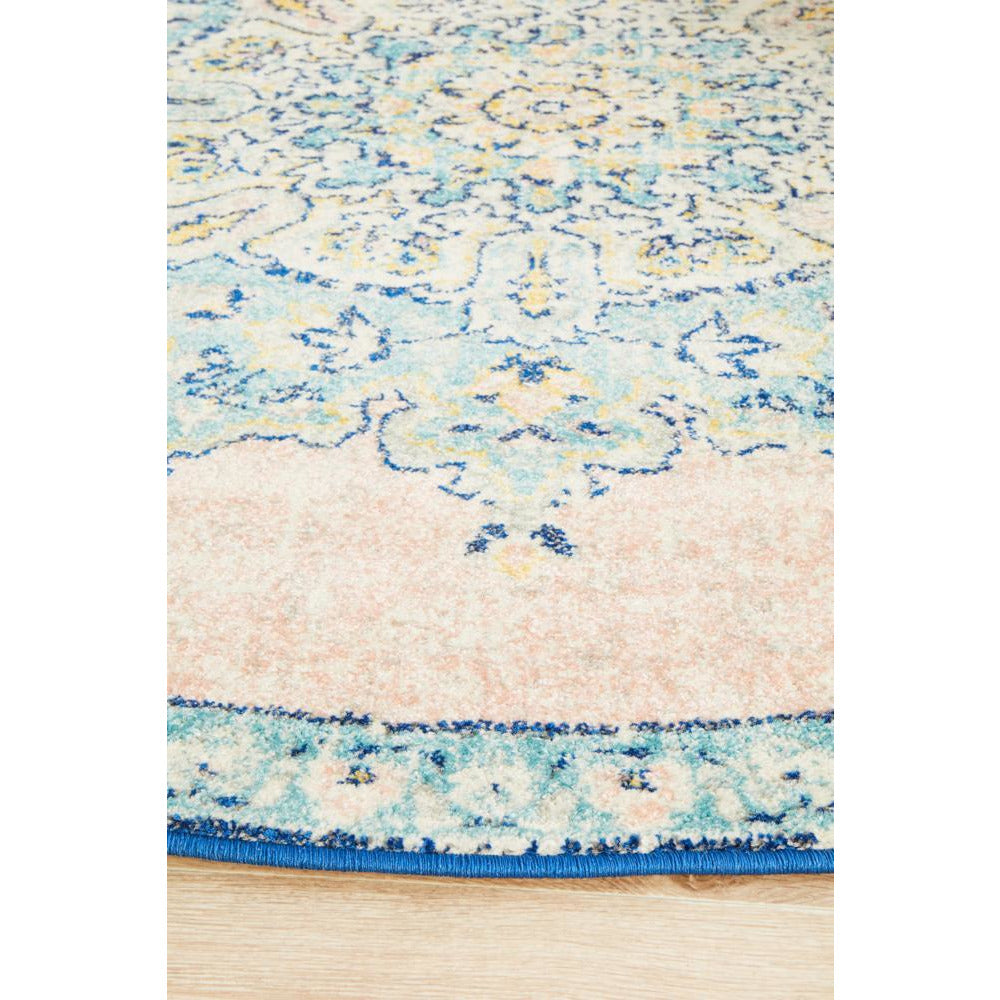 Vedi 2676 Pastel Rose Blue Multi Colour Transitional Round Rug - Rugs Of Beauty - 5