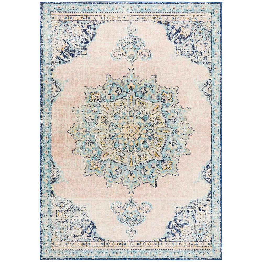 Vedi 2676 Pastel Rose Blue Multi Colour Transitional Rug - Rugs Of Beauty - 1