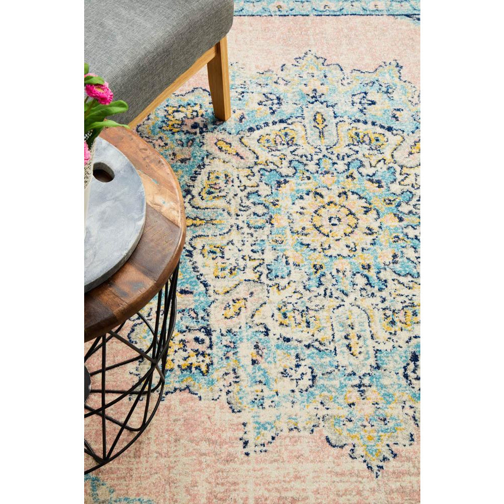 Vedi 2676 Pastel Rose Blue Multi Colour Transitional Rug - Rugs Of Beauty - 5