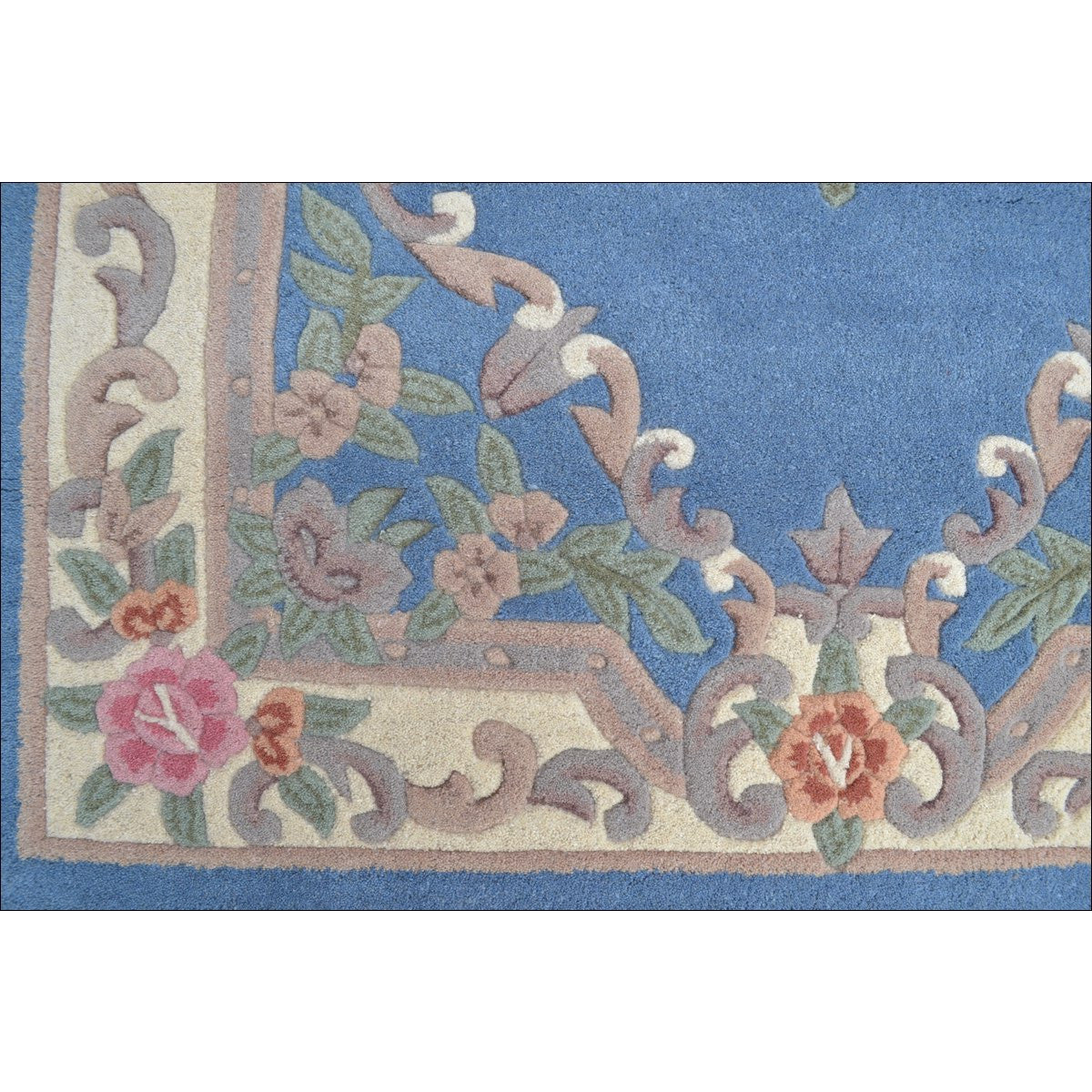 Handwoven French Abussan Wool Rug - Avolon - Blue - Rugs Of Beauty - 12