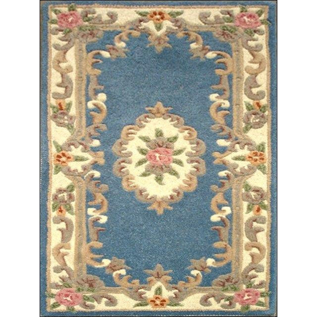 Handwoven French Abussan Wool Rug - Avolon - Blue - Rugs Of Beauty - 11