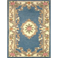 Handwoven French Abussan Wool Rug - Avolon - Blue - Rugs Of Beauty - 11