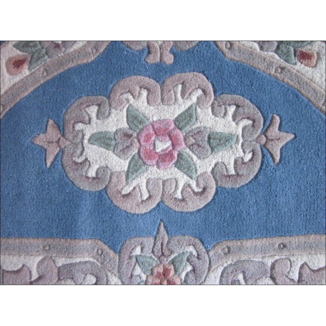 Handwoven French Abussan Wool Rug - Avolon - Blue - Rugs Of Beauty - 4