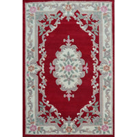 Handwoven French Abussan Wool Rug - Avolon - Red - Rugs Of Beauty - 15