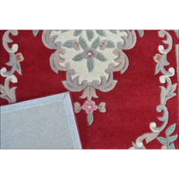 Handwoven French Abussan Wool Rug - Avolon - Red - Rugs Of Beauty - 4