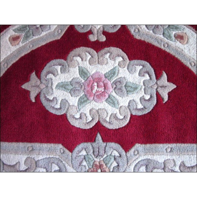 Handwoven French Abussan Wool Rug - Avolon - Red - Rugs Of Beauty - 8