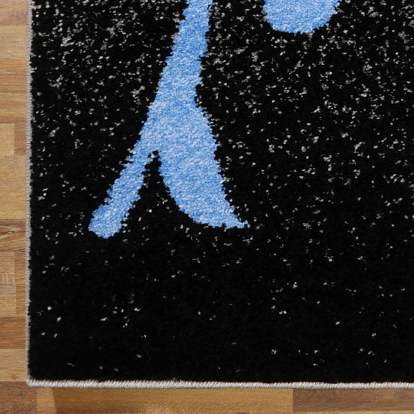 Kara 930 Blue Black Floral Modern Abstract Pattern Rug - Rugs Of Beauty - 4