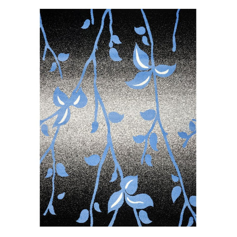 Kara 930 Blue Black Floral Modern Abstract Pattern Rug - Rugs Of Beauty - 1
