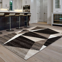 Kara 931 Beige Black Geometric Modern Abstract Pattern Rug - Rugs Of Beauty - 2