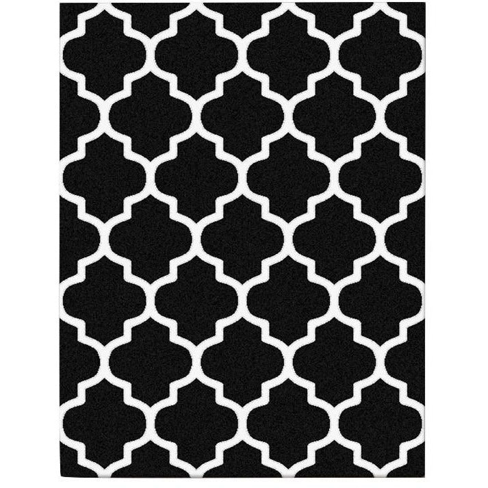 Dover Lattice Black White Modern Trellis Rug - 1