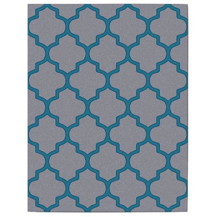 Dover Lattice Grey Blue Modern Trellis Rug - 1