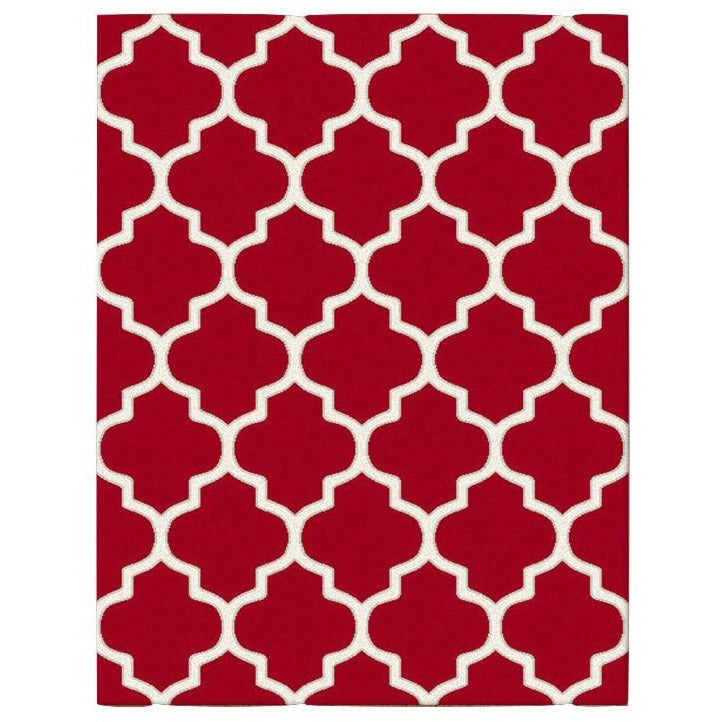 Dover Lattice Red Beige Modern Trellis Rug - 1