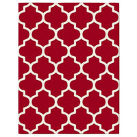 Dover Lattice Red Beige Modern Trellis Rug - 1