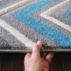 Dover Chevron Pattern Blue Grey Beige Modern Rug - 6