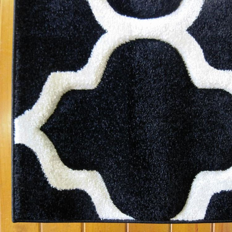 Dover Lattice Black White Modern Trellis Rug - 4