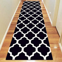 Dover Lattice Black White Modern Trellis Rug - runner