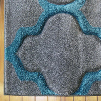 Dover Lattice Grey Blue Modern Trellis Rug - 6