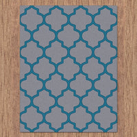 Dover Lattice Grey Blue Modern Trellis Rug - 3