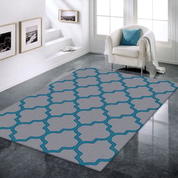 Dover Lattice Grey Blue Modern Trellis Rug - 2