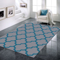 Dover Lattice Grey Blue Modern Trellis Rug - 2