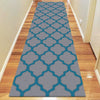 Dover Lattice Grey Blue Modern Trellis Rug - runner