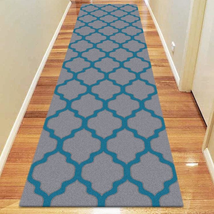 Dover Lattice Grey Blue Modern Trellis Rug - runner