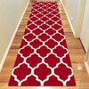 Dover Lattice Red Beige Modern Trellis Rug - runner