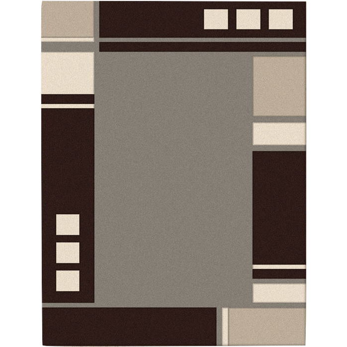 Dover Grey Abstract Multi Coloured Border Modern Rug - 1