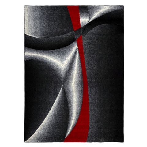 Guildford 645 Graphite Red White Modern Patterned Rug - Rugs Of Beauty - 1