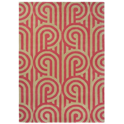 Florence Broadhurst Turnabouts Claret 039200 Designer Wool Rug - Rugs Of Beauty - 1
