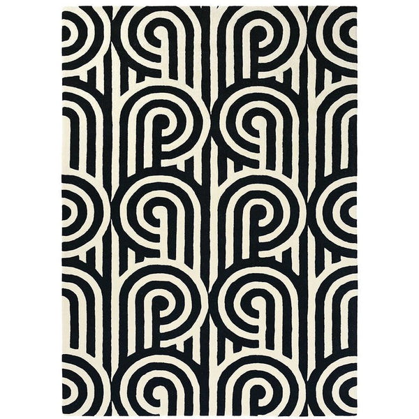 Florence Broadhurst Turnabouts Black 039205 Designer Wool Rug - Rugs Of Beauty - 1