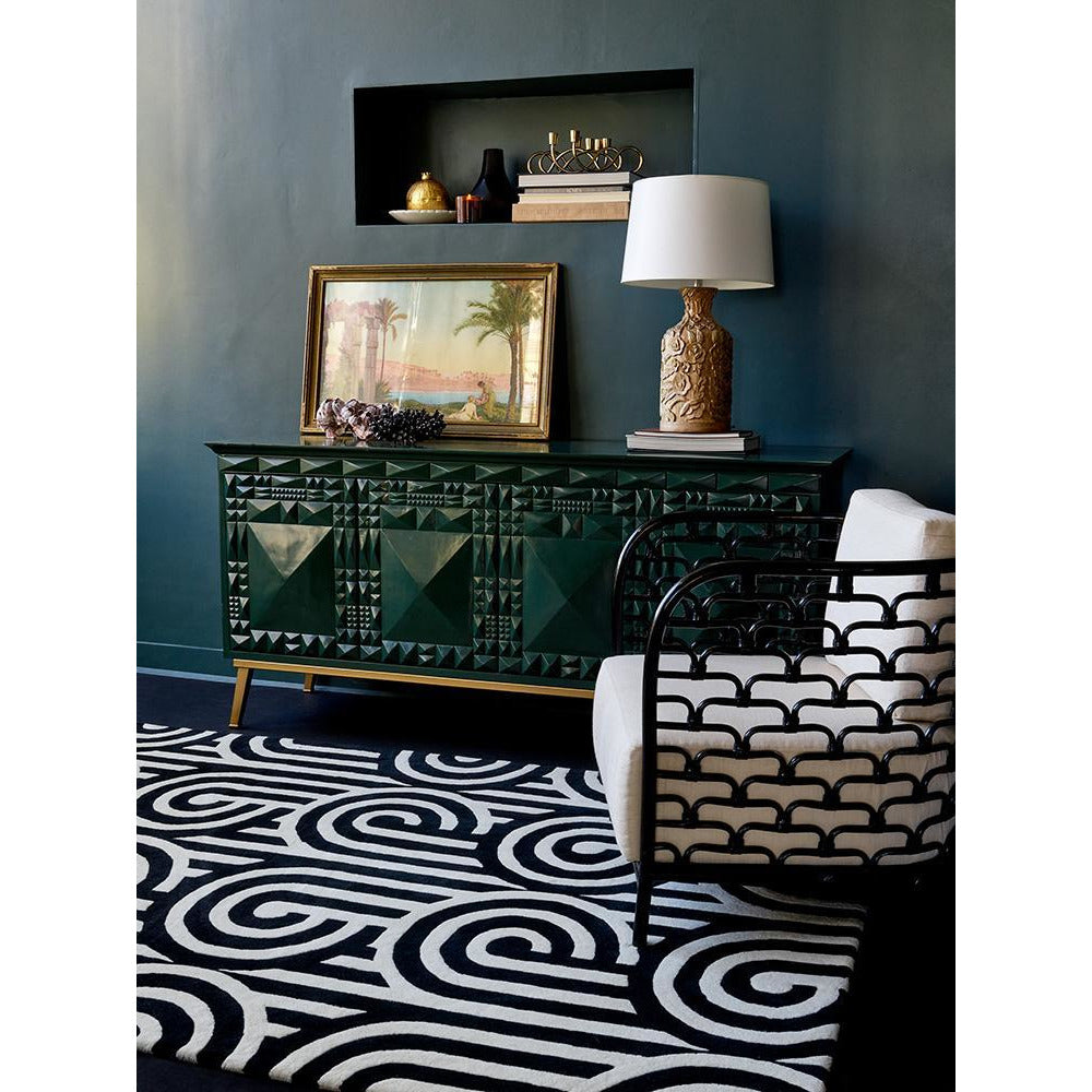 Florence Broadhurst Turnabouts Black 039205 Designer Wool Rug - Rugs Of Beauty - 2