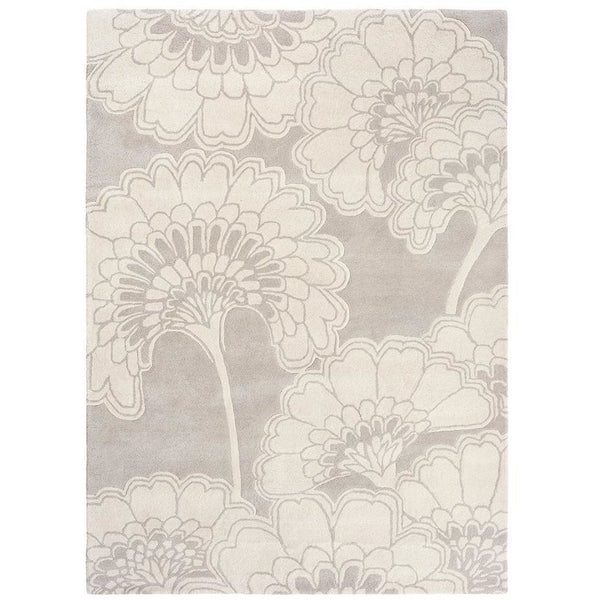 Florence Broadhurst Japanese Floral Oyster 039701 Designer Wool Rug - Rugs Of Beauty - 1