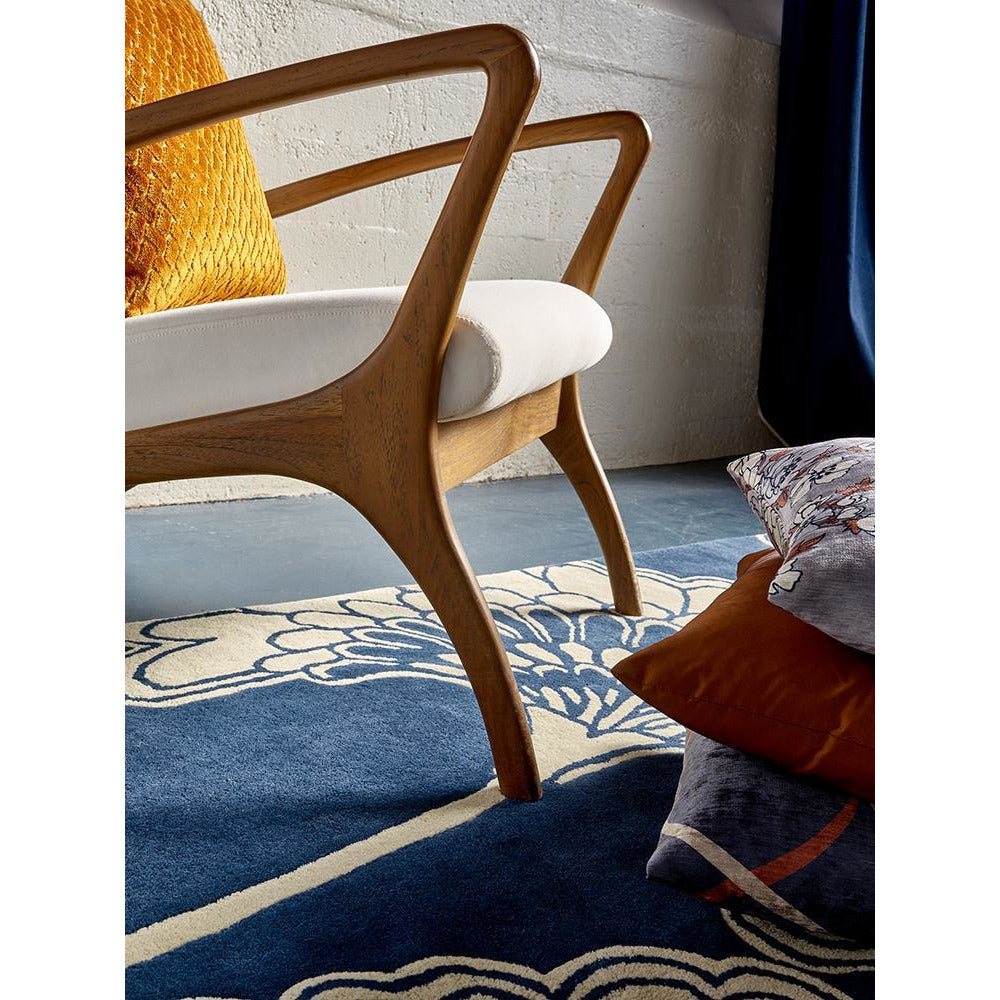 Florence Broadhurst Japanese Floral Midnight 039708 Designer Wool Rug - Rugs Of Beauty - 3