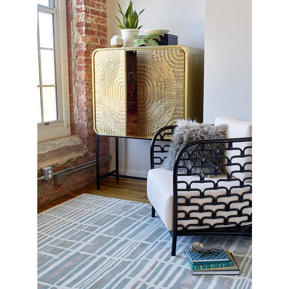 Florence Broadhurst Tortoiseshell Stripe Jade 039808 Designer Wool Rug - Rugs Of Beauty - 3