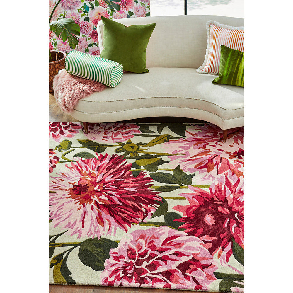 Harlequin Dahlia Fuchsia Palm 142402 Designer Wool Rug - Rugs Of Beauty - 3